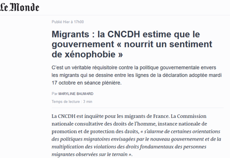 violente charge de la #CNCDH qui accuse l’état français de #xénophobie