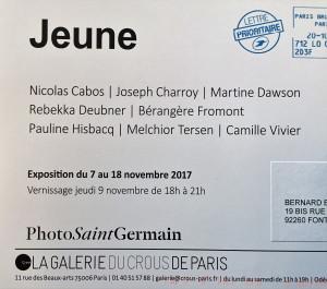 Galerie du Crous Paris      « JEUNE » 7/18 Novembre 2017