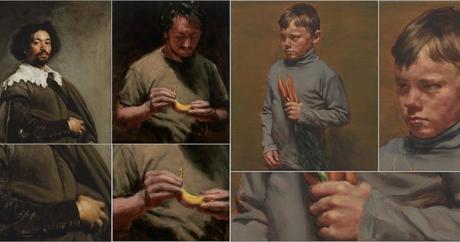 michael borremans, the banana, artiste peintre contemporain, belgique, surrealisme, peinture, velasquez