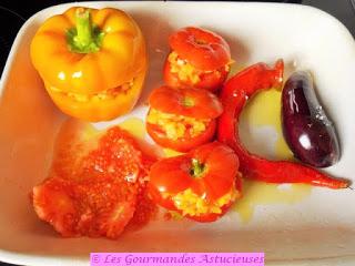 Poivron et tomates farcis à la carotte (Vegan)