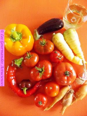 Poivron et tomates farcis à la carotte (Vegan)