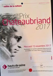 Prix CHATEAUBRIAND 2017     Maison de Chateaubriand Novembre 2017