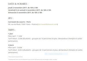 Salon International PATRIMOINE CULTUREL  au Carrousel du Louvre 2/5 Novembre 2017