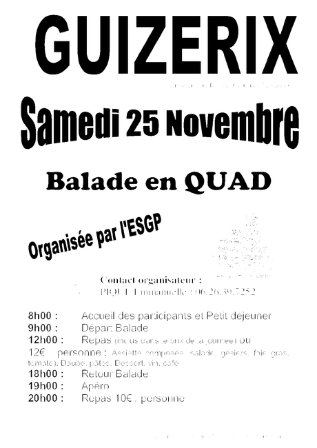 Balade Quad d'ESGP à Guizerix (65), le samedi 25 novembre 2017