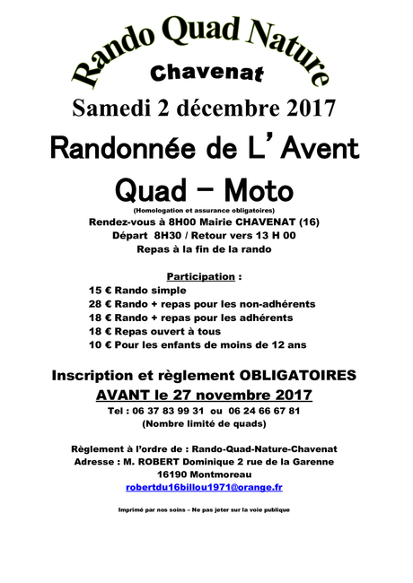 Rando quad et moto de Rando Quad Nature (16), le samedi 2 décembre 2017