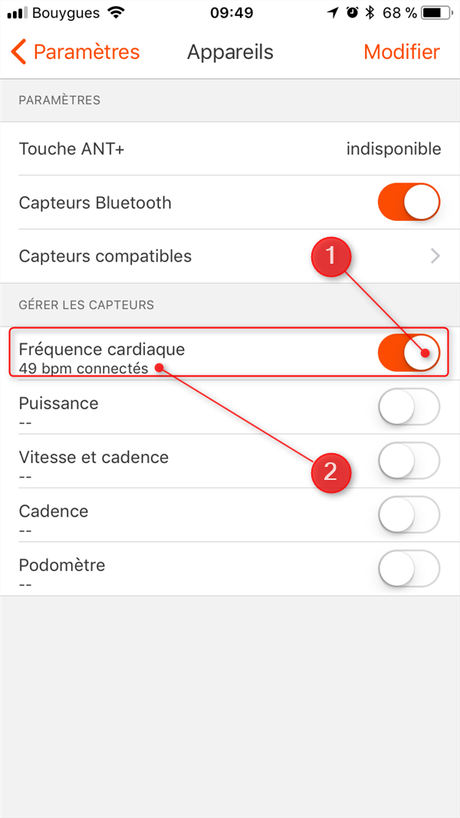 STRAVA : Comment ajouter un capteur de fréquence cardiaque Bluetooth ?