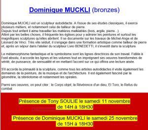 CRIDART à Metz expositions Tony SOULIE (peintures) Dominique MUCKLI (bronzes)  2/28 Novembre 2017