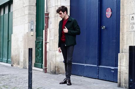 blog-mode-homme-style-masculin-preppy-classique-pull-col-v-rouge-veste-harris-wharf-london-balibaris-skinny-jeans-mec -paris-bordeaux