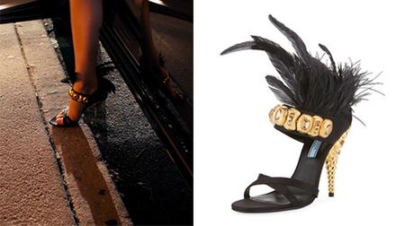 DYNASTY : Feather-Embellished sandal for Fallon Carrington in s1ep04