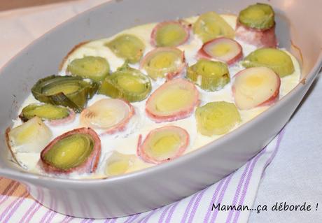 Gratin de poireaux au jambon
