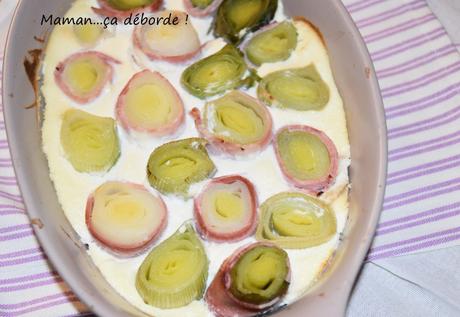 Gratin de poireaux au jambon