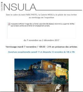 Galerie INSULA   « L’Esprit des lieux »  7 Novembre au 2 Décembre 2017