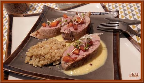 Filet mignon poêlé, risotto de quinoa au vin blanc Filet mignon poêlé, risotto de quinoa au vin blanc