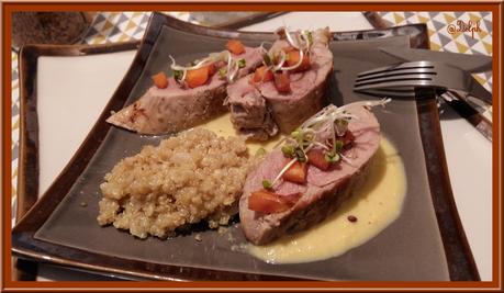 Filet mignon poêlé, risotto de quinoa au vin blanc Filet mignon poêlé, risotto de quinoa au vin blanc