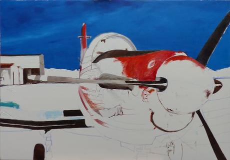 l'Avion rouge (Pilatus) - Peinture de Serge Boisse (2017)