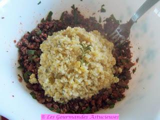 Steaks Vegan Azukis et Boulgour façon Risotto, accompagnés d'une salade de chou