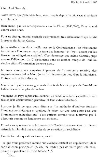 Lettres d'Helder Camara à Roger Garaudy (1) - 1967