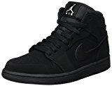 Nike Air Jordan 1 Mid, Chaussures de Basketball Homme, Noir (Black/White/Black), 44 EU