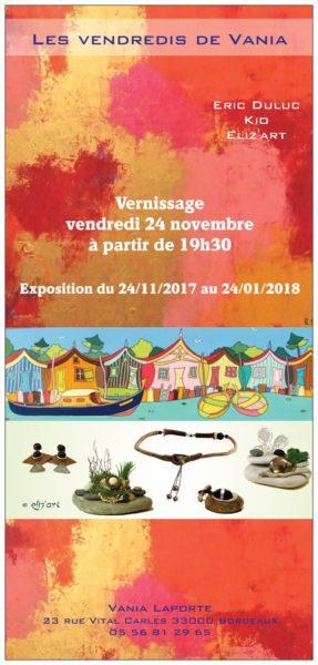 Exposition commune chez Vania Laporte : Eric Duluc, Kio et Eliz’art
