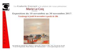 Galerie GAVART  exposition  MARIE LE COQ  – 10 Novembre au 30 Novembre 2017