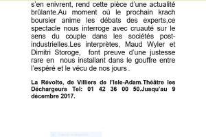 Regard vers le théâtre de Pierre-Marc LEVERGEOIS Novembre 2017