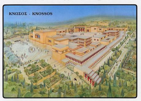 Vue d'ensemble du site de Cnossos (reconstitution).