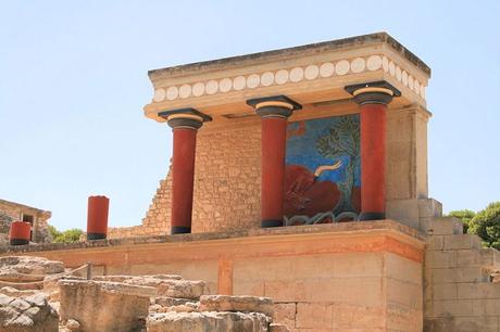 Civilisation minoenne. Vue d'une fresque de Cnossos.