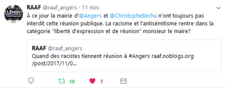 Quand la mairie d’@Angers et @ChristopheBechu accueillent un fasciste à bras ouverts