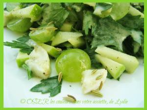Salade roquette et poire Abate à l’huile infusée au basilic