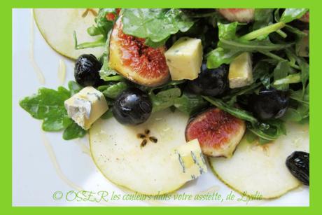 Salade roquette et poire Abate à l’huile infusée au basilic