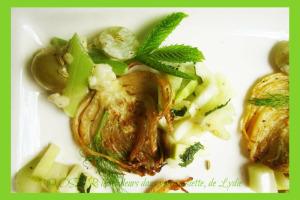Salade roquette et poire Abate à l’huile infusée au basilic