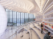 promenade nouvelle bibliothèque pour ville Tianjin Binhai Chine