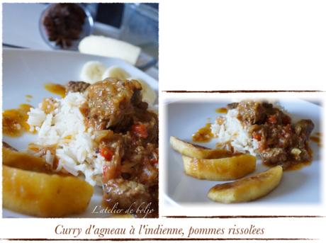 Curry d’agneau à l’indienne, pommes rissolées