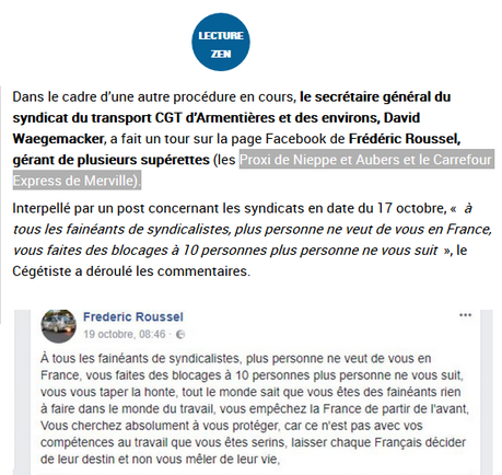 un patron #Carrefour propose d’envoyer tous les syndicalistes dans des chambres à gaz #antifa