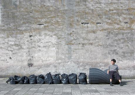 Amsterdam : un banc public réalisé avec des déchets recyclés