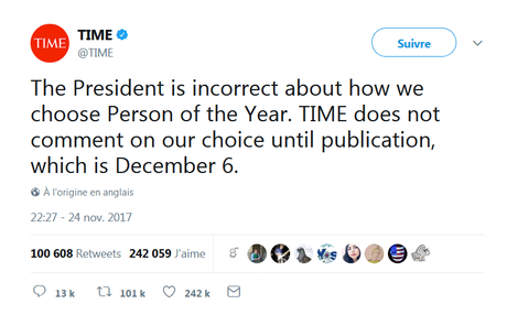 Encore un tweet présomptueux de Trump !