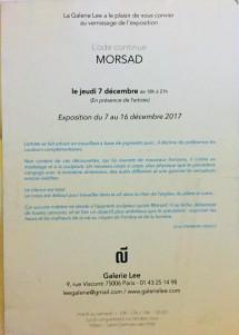 Galerie LEE exposition MORSAD « L’ode continue » 7/16 Décembre 2017