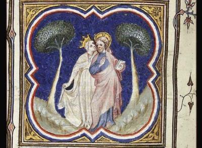 2.4 1970 : Gottlieb explique tout (ou presque) La fiancee et son bien-aime, le Cantique des Cantiques, illustrateur de la bible historiale de Petrus Cosmetor, Bible historiale, 1342, France, musee Meermanno Westreeianum, La Haye