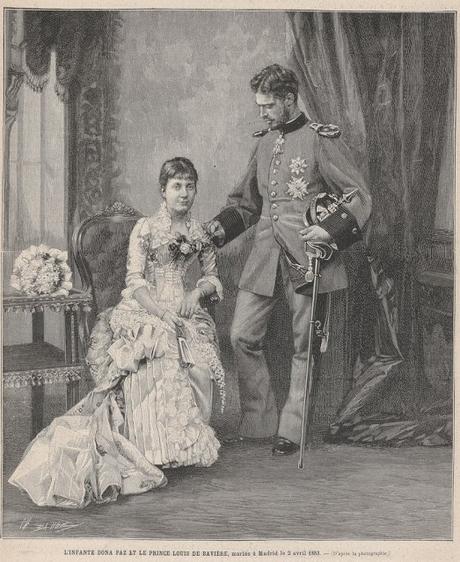 L'Infante Dona Paz et le Prince Louis  Ferdinand de Bavière, mariés à Madrid le 2 avril 1883