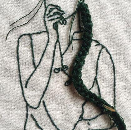 Broderie et cheveux par Sheena Liam