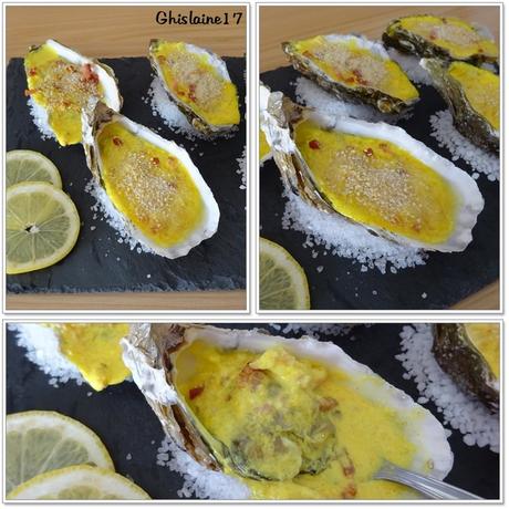 Huîtres chaudes au mascarpone, curcuma et lardons Huîtres chaudes au mascarpone, curcuma et lardons