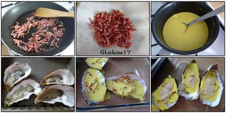 Huîtres chaudes au mascarpone, curcuma et lardons Huîtres chaudes au mascarpone, curcuma et lardons