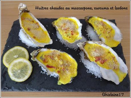 Huîtres chaudes au mascarpone, curcuma et lardons Huîtres chaudes au mascarpone, curcuma et lardons
