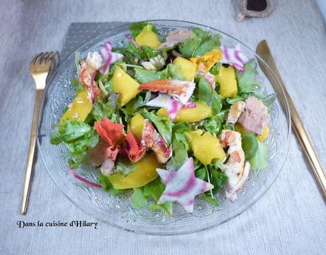 Salade folle au homard, foie gras et mangue - Dans la cuisine d'Hilary