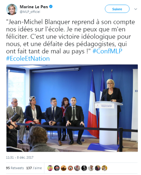 Une politique d’éducation extrêmement droitière… #Blanquer #FN Une politique d’éducation extrêmement droitière… #Blanquer #FN