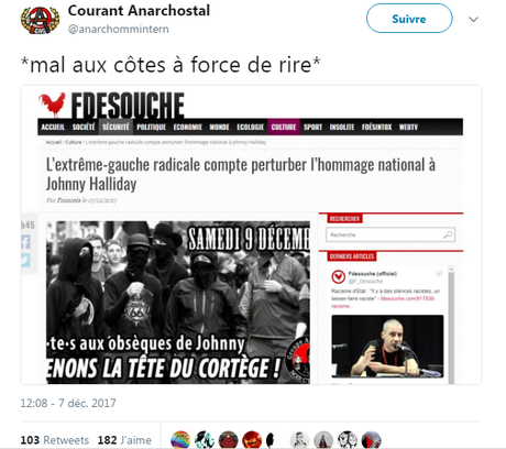 #JohnnyHallyday : Scandale national : les blacks blocs en cortège de tête ! #JohnnyHallyday : Scandale national : les blacks blocs en cortège de tête !