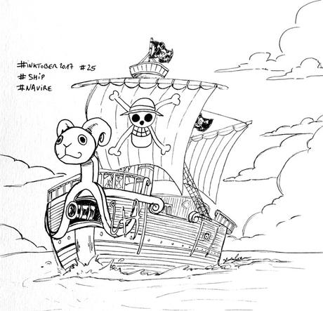 Inktober 2017 - Jour 25 - Navire (Ship) - le bateau pirate de One Piece