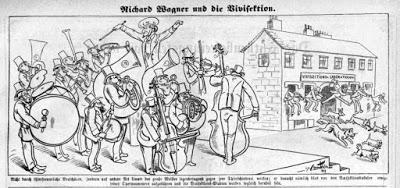 Richard Wagner et la vivisection, une caricature du Kikeriki