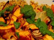 Courge four avec quinoa sauce coriandre