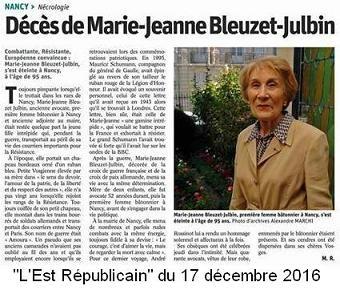 Marie-Jeanne Bleuzet-Julbin, la gamine résistante